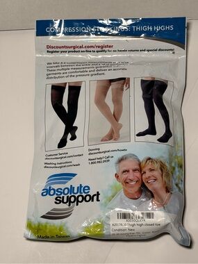 Absolute Support Compression Panty Hose Black Size 7XL 20-30 mmHg NEW!